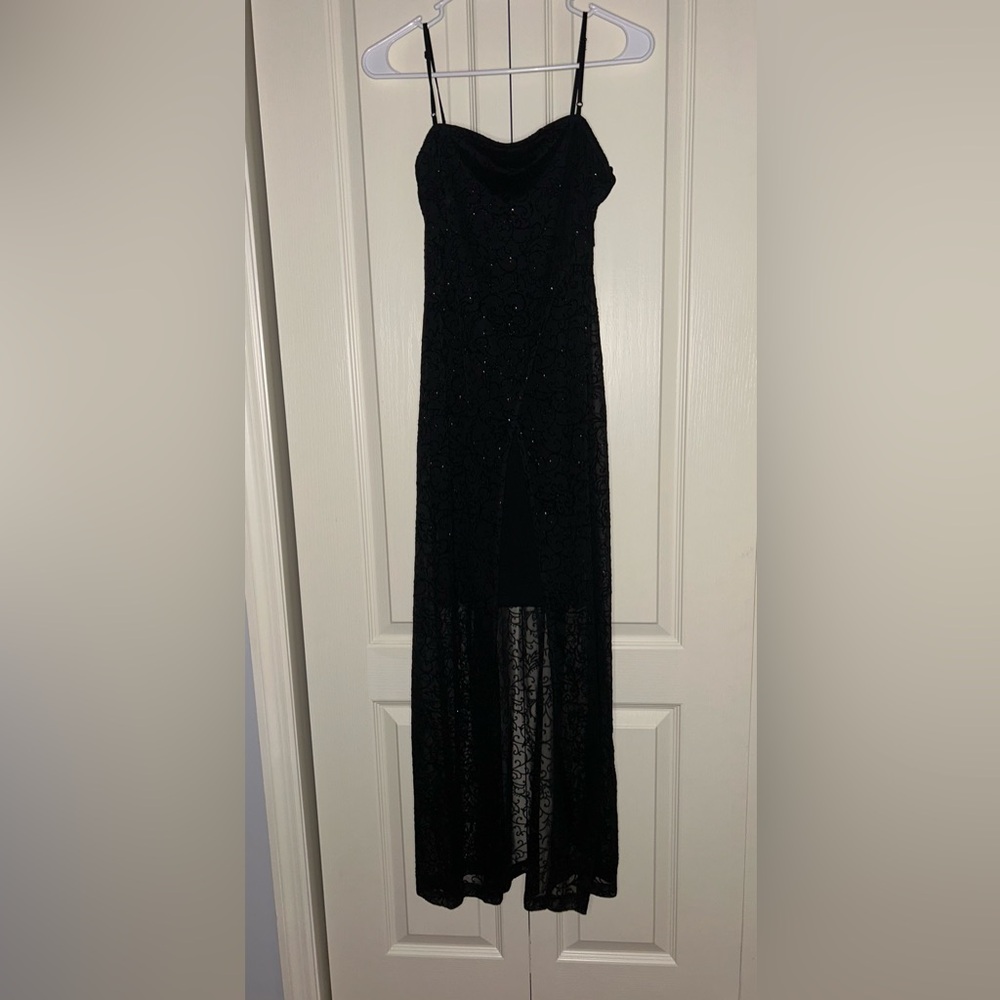 Next up Black Designed Long Dress